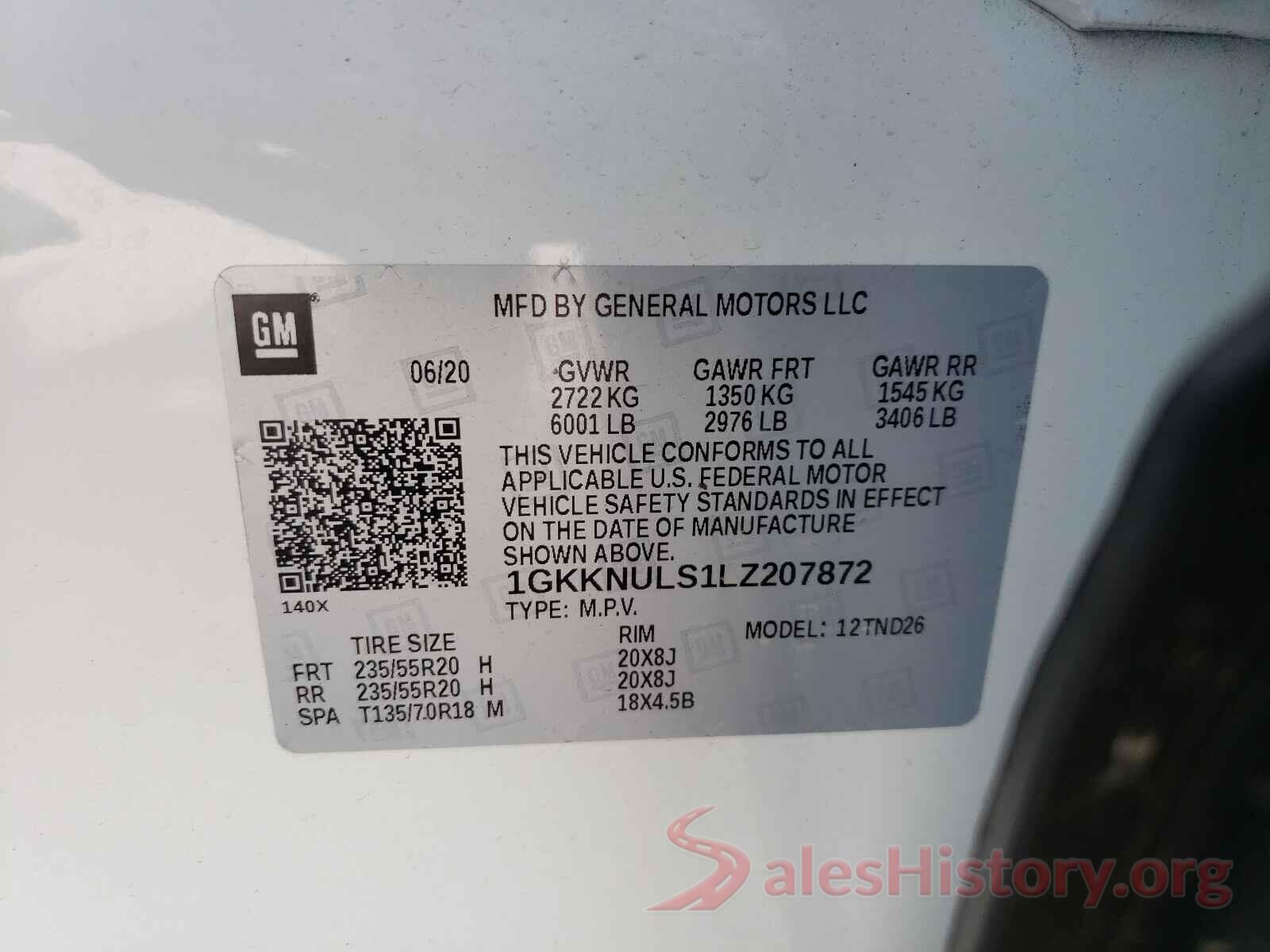 1GKKNULS1LZ207872 2020 GMC ACADIA