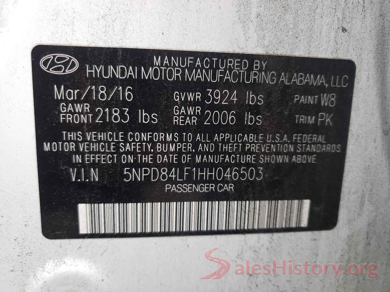 5NPD84LF1HH046503 2017 HYUNDAI ELANTRA