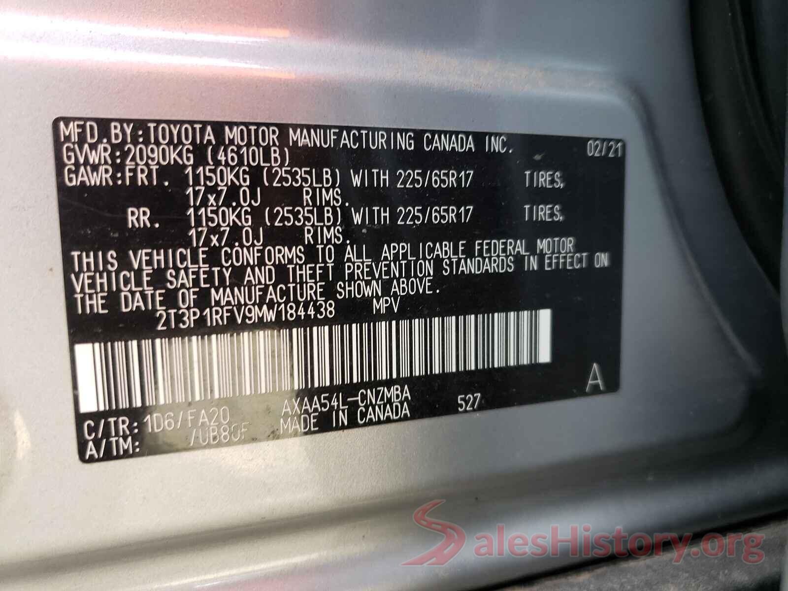 2T3P1RFV9MW184438 2021 TOYOTA RAV4