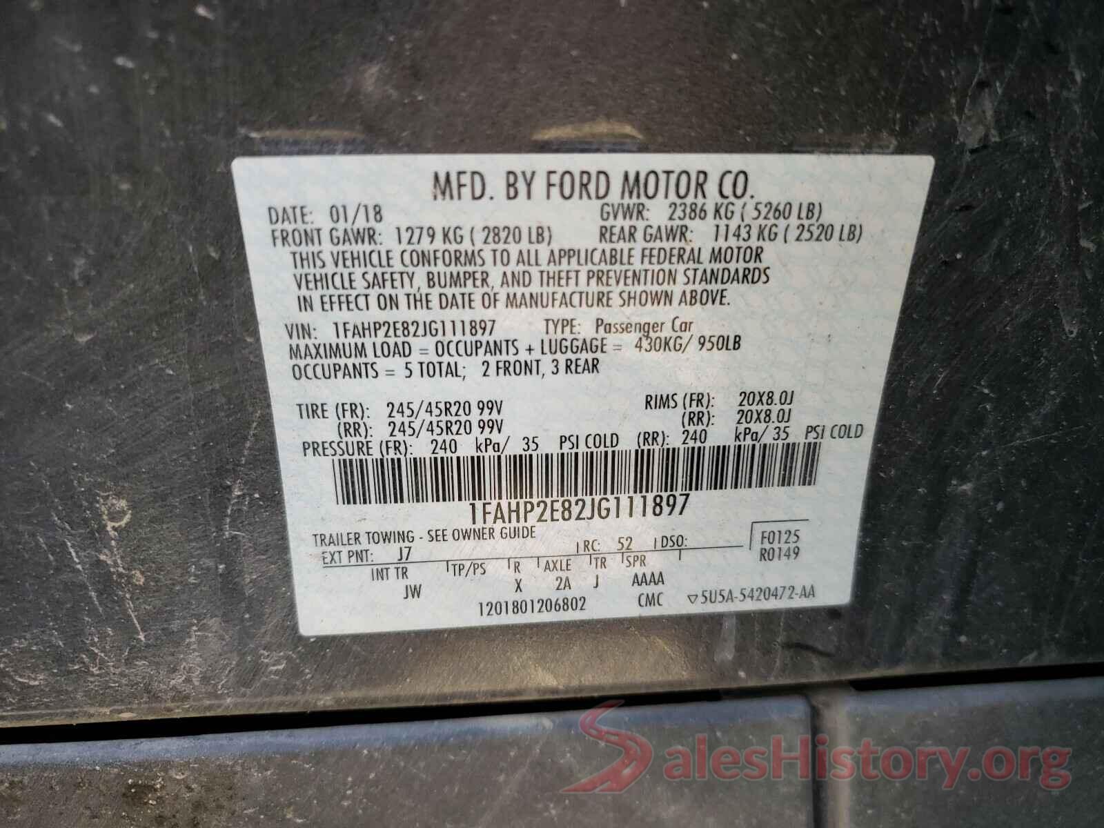 1FAHP2E82JG111897 2018 FORD TAURUS