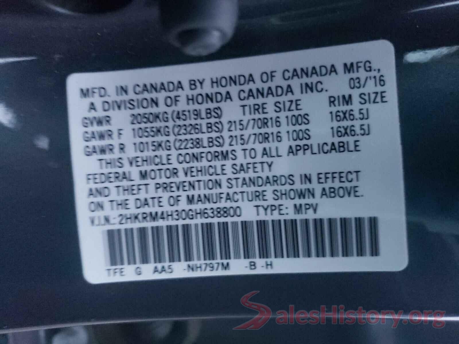 2HKRM4H30GH638800 2016 HONDA CRV