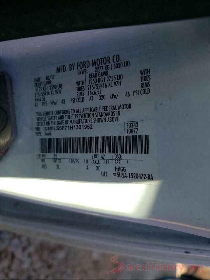 NM0LS6F71H1321952 2017 FORD TRANSIT CO