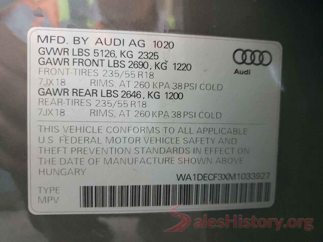 WA1DECF3XM1033927 2021 AUDI Q3