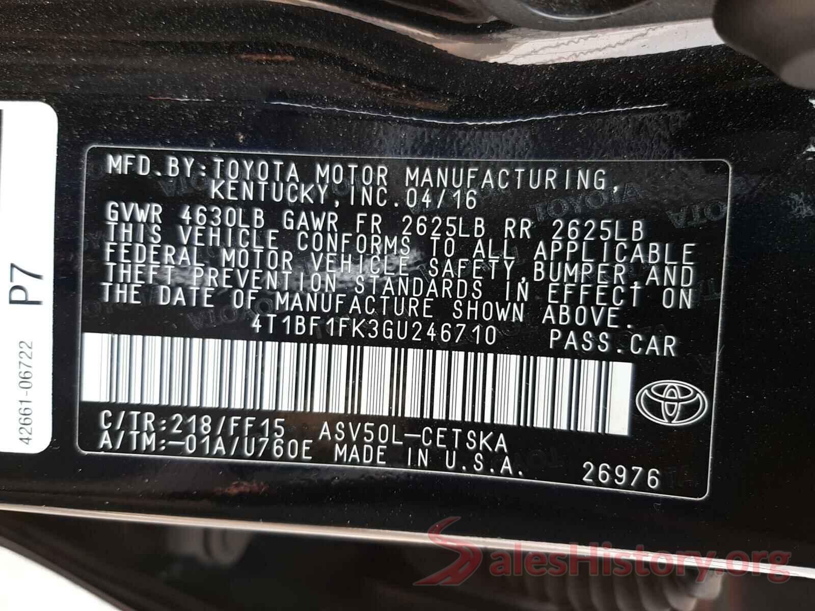 4T1BF1FK3GU246710 2016 TOYOTA CAMRY