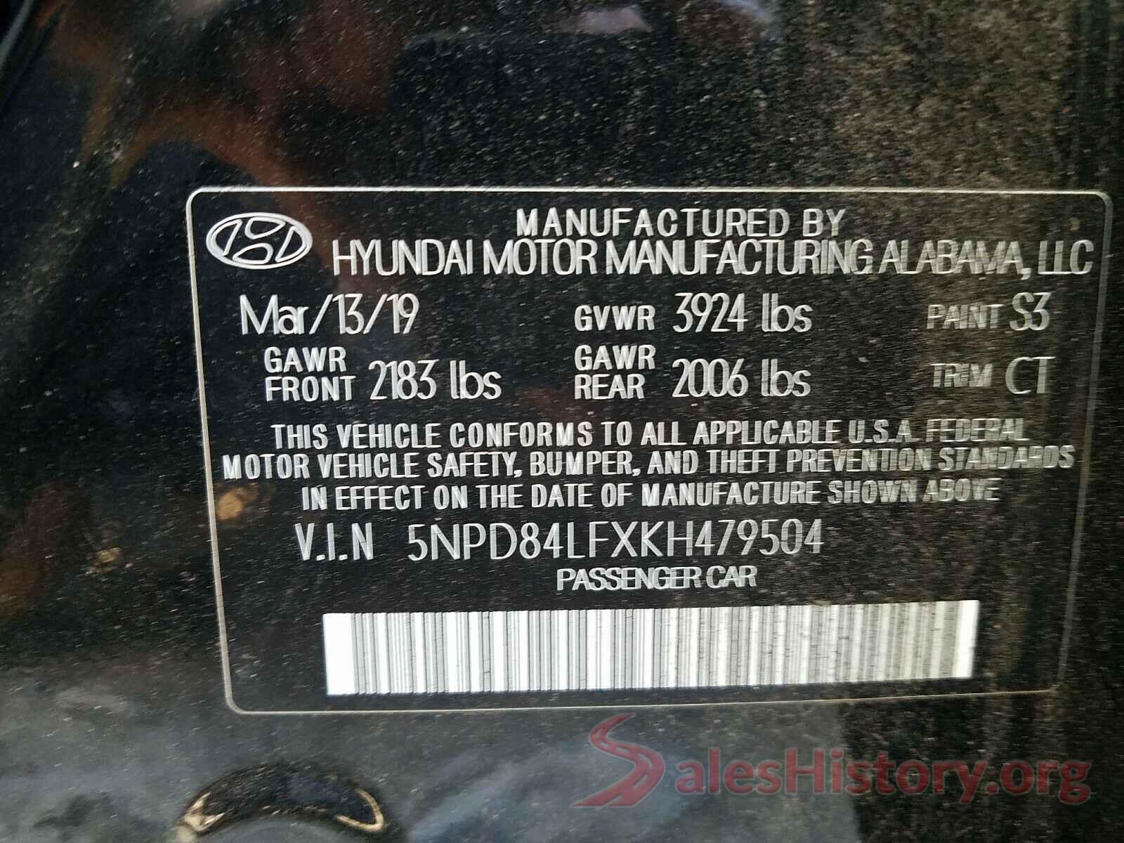 5NPD84LFXKH479504 2019 HYUNDAI ELANTRA