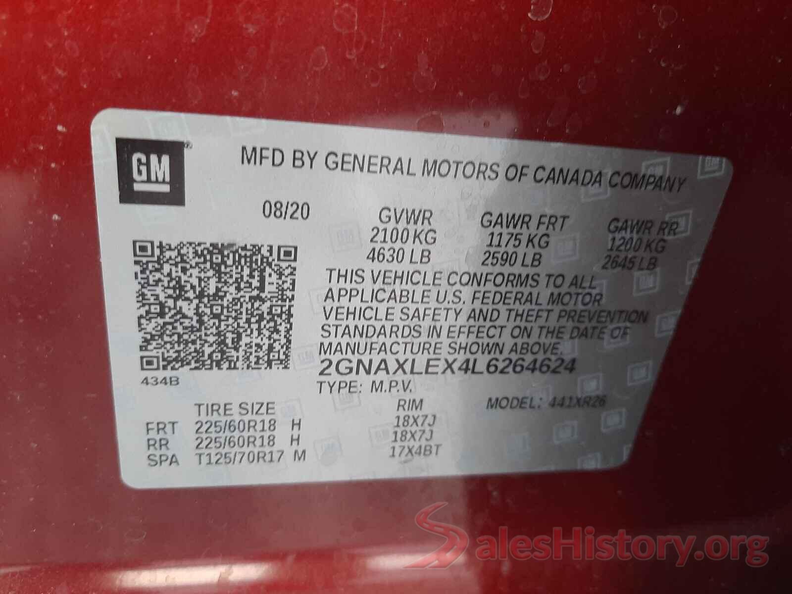 2GNAXLEX4L6264624 2020 CHEVROLET EQUINOX