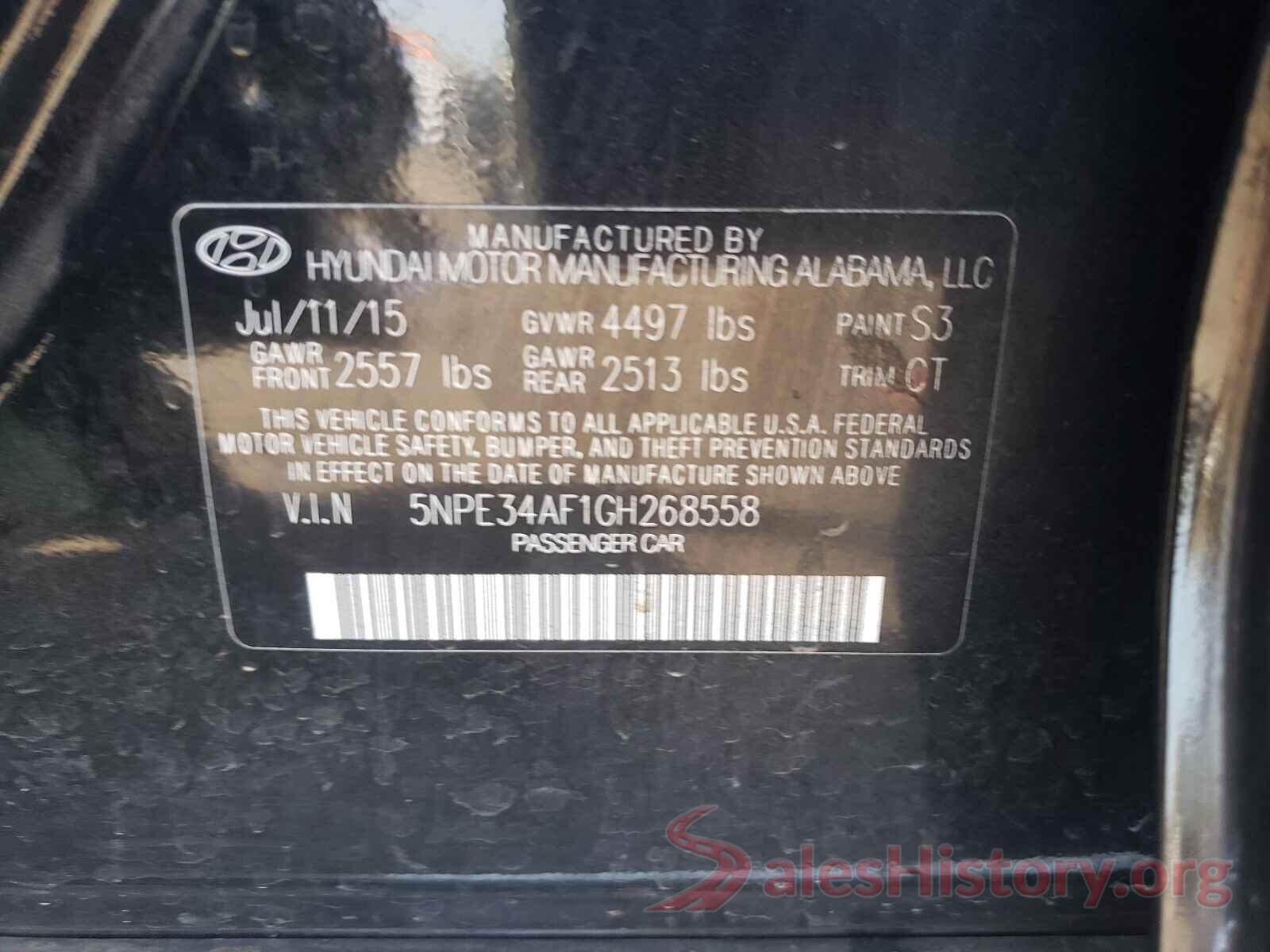 5NPE34AF1GH268558 2016 HYUNDAI SONATA