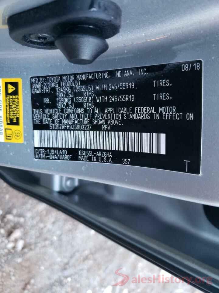 5TDDZRFH9JS903237 2018 TOYOTA HIGHLANDER