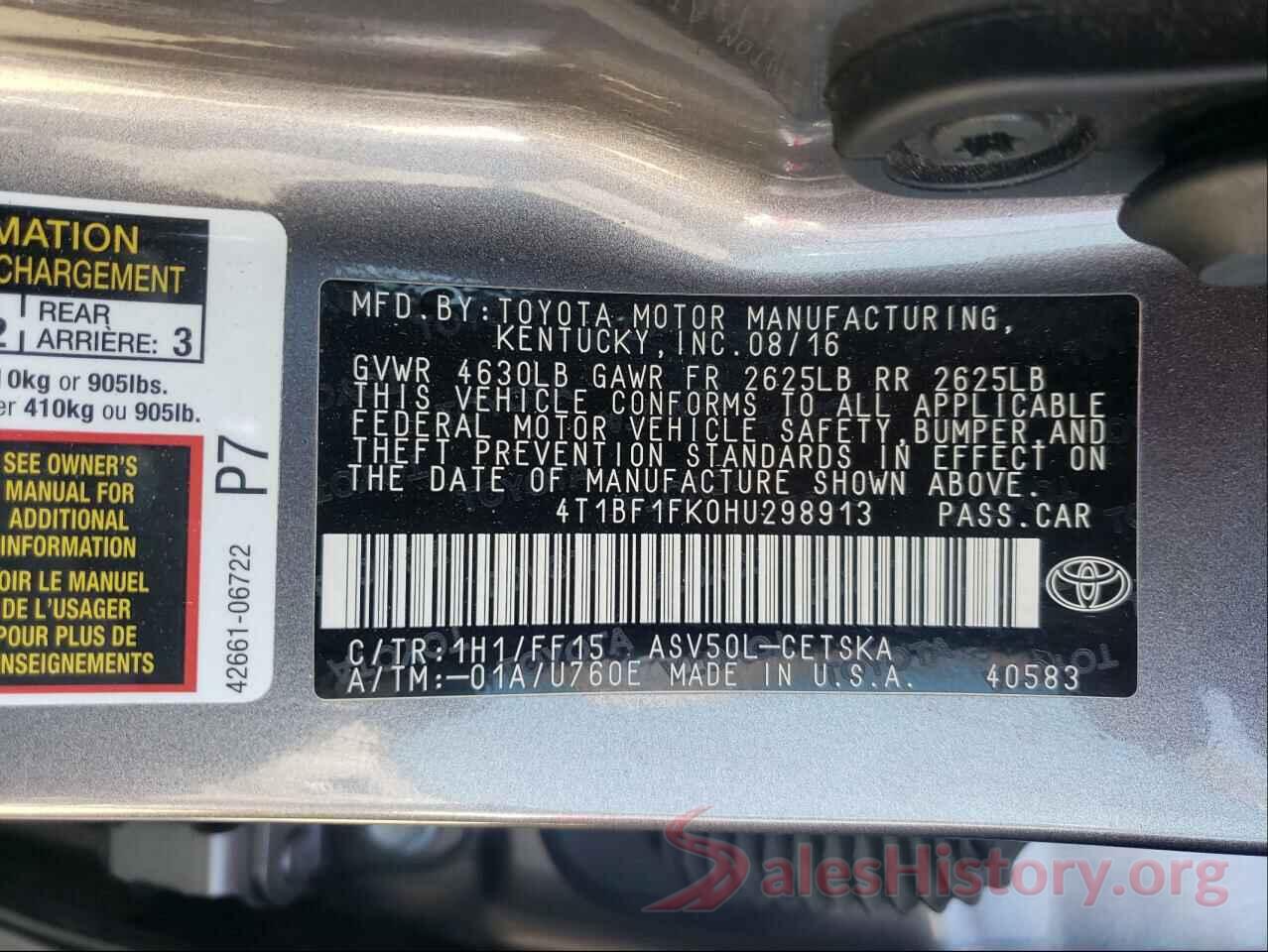 4T1BF1FK0HU298913 2017 TOYOTA CAMRY