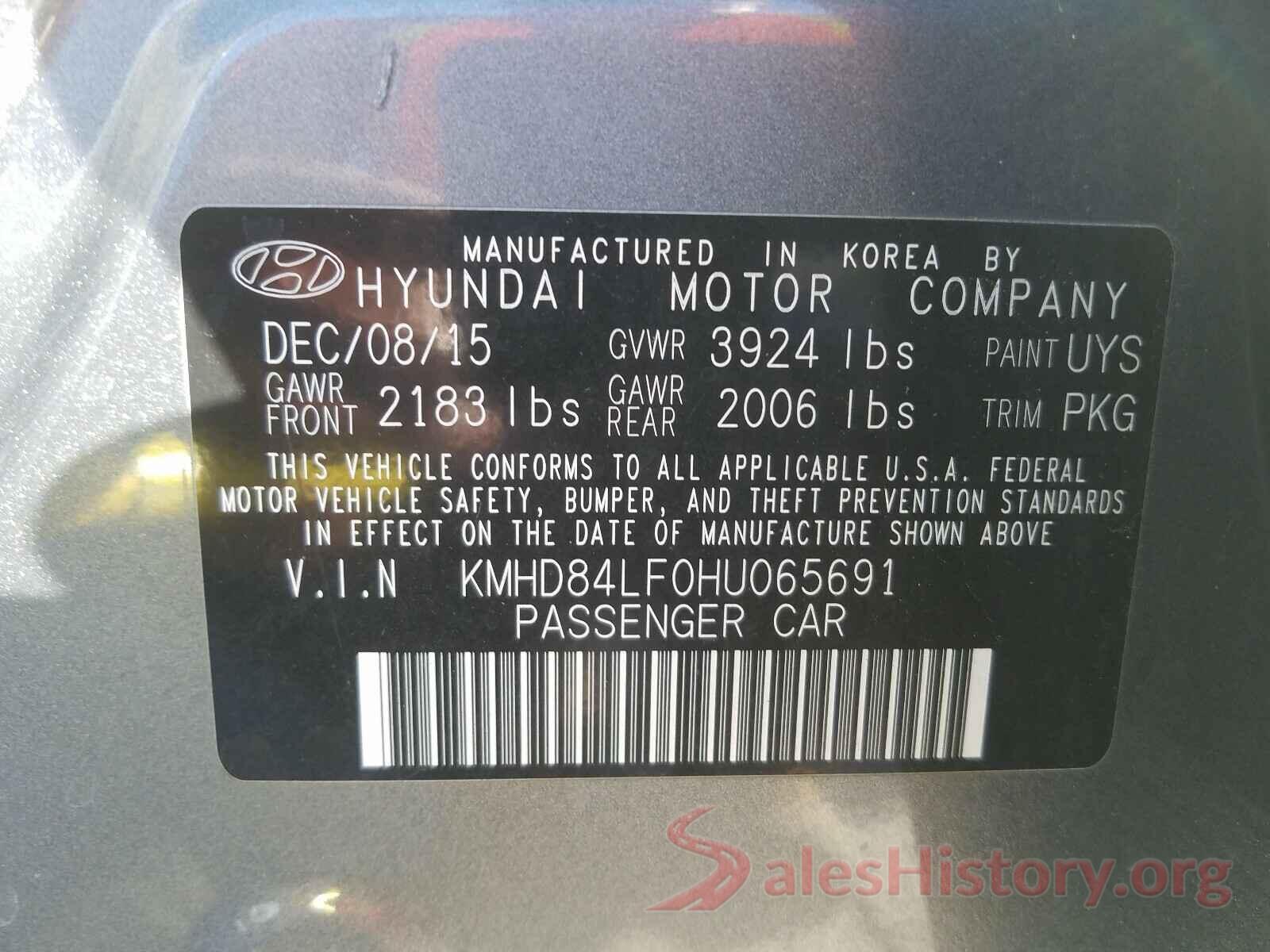 KMHD84LF0HU065691 2017 HYUNDAI ELANTRA