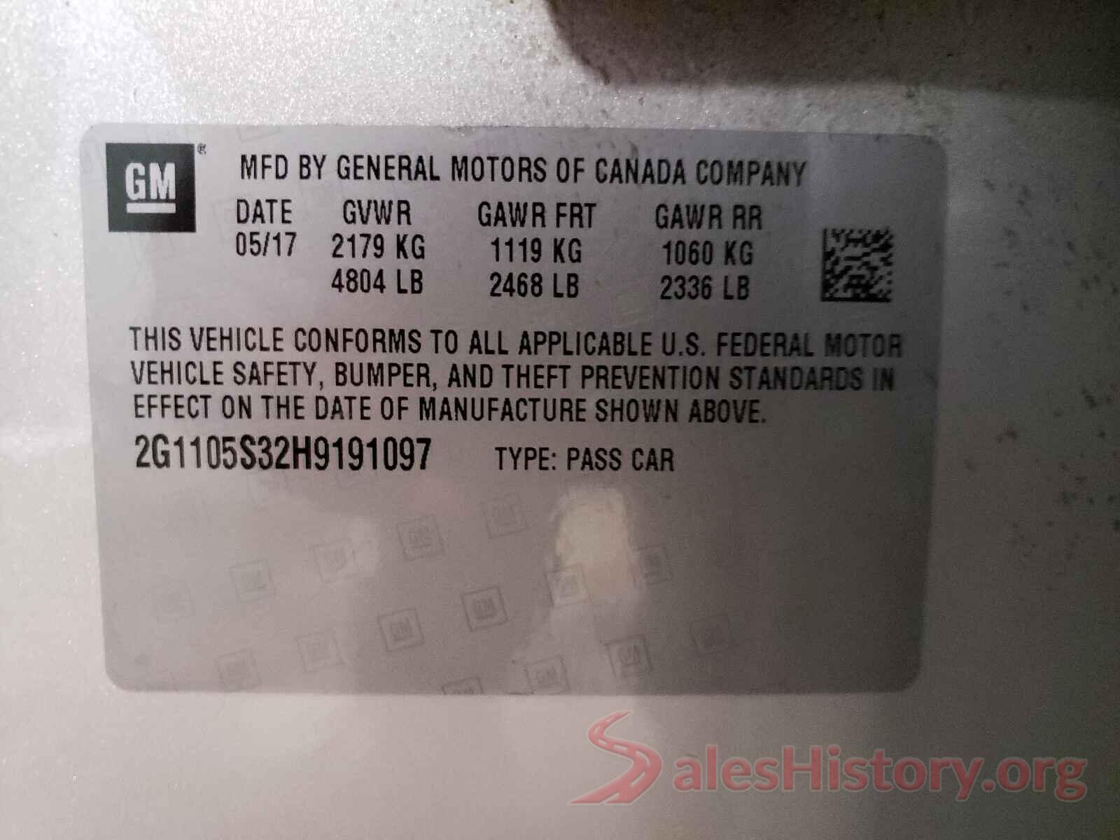 2G1105S32H9191097 2017 CHEVROLET IMPALA