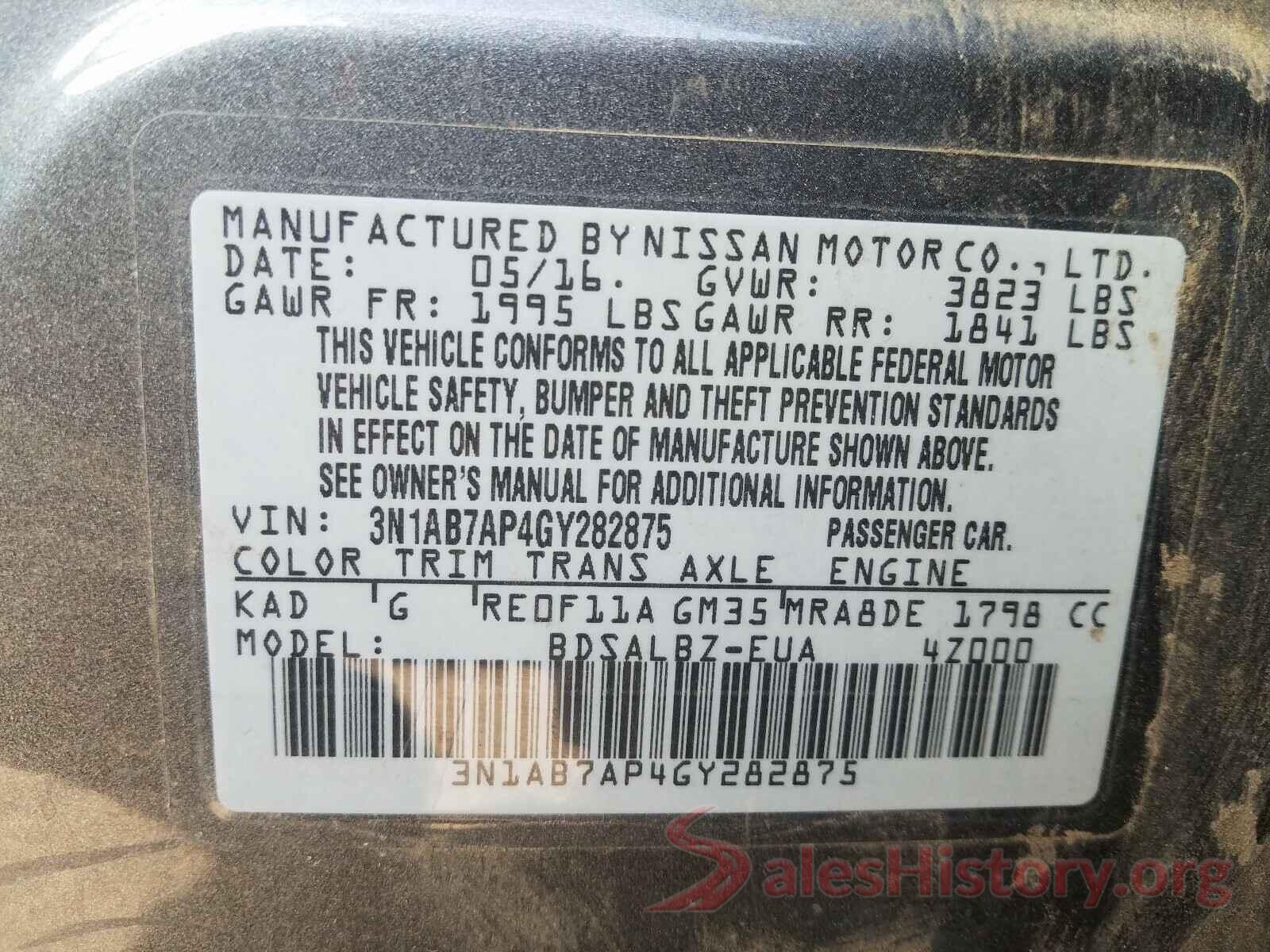 3N1AB7AP4GY282875 2016 NISSAN SENTRA