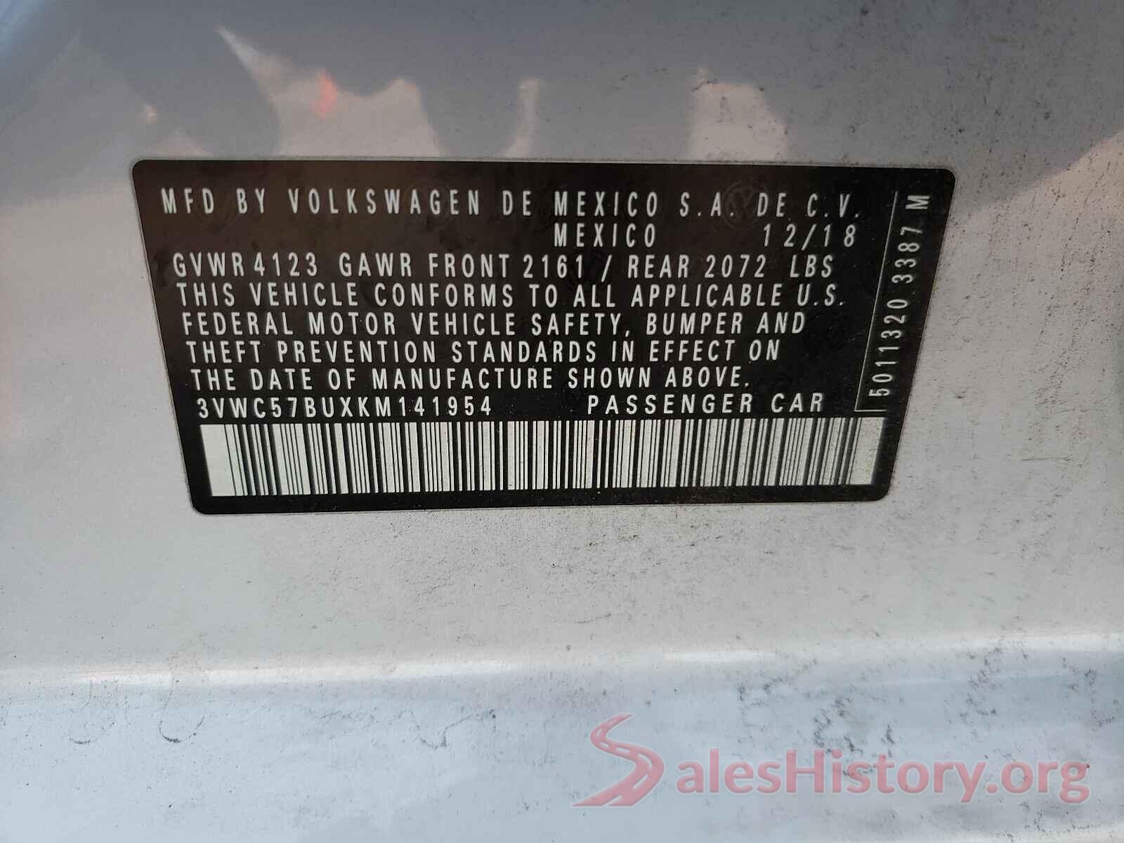 3VWC57BUXKM141954 2019 VOLKSWAGEN JETTA