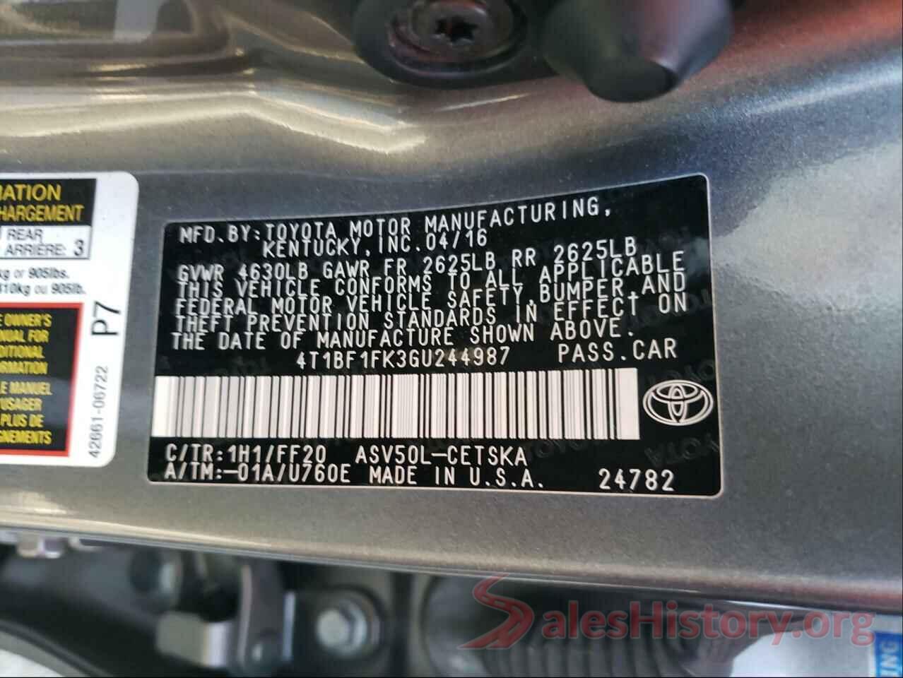 4T1BF1FK3GU244987 2016 TOYOTA CAMRY