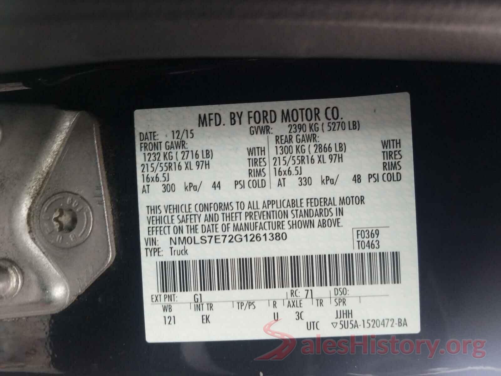 NM0LS7E72G1261380 2016 FORD TRANSIT CO