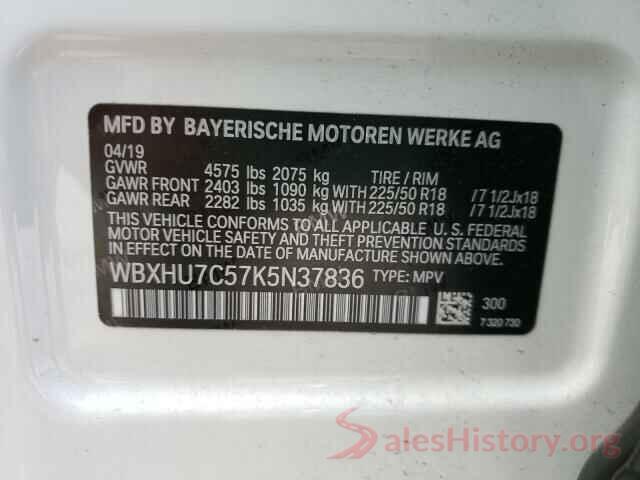 WBXHU7C57K5N37836 2019 BMW X1