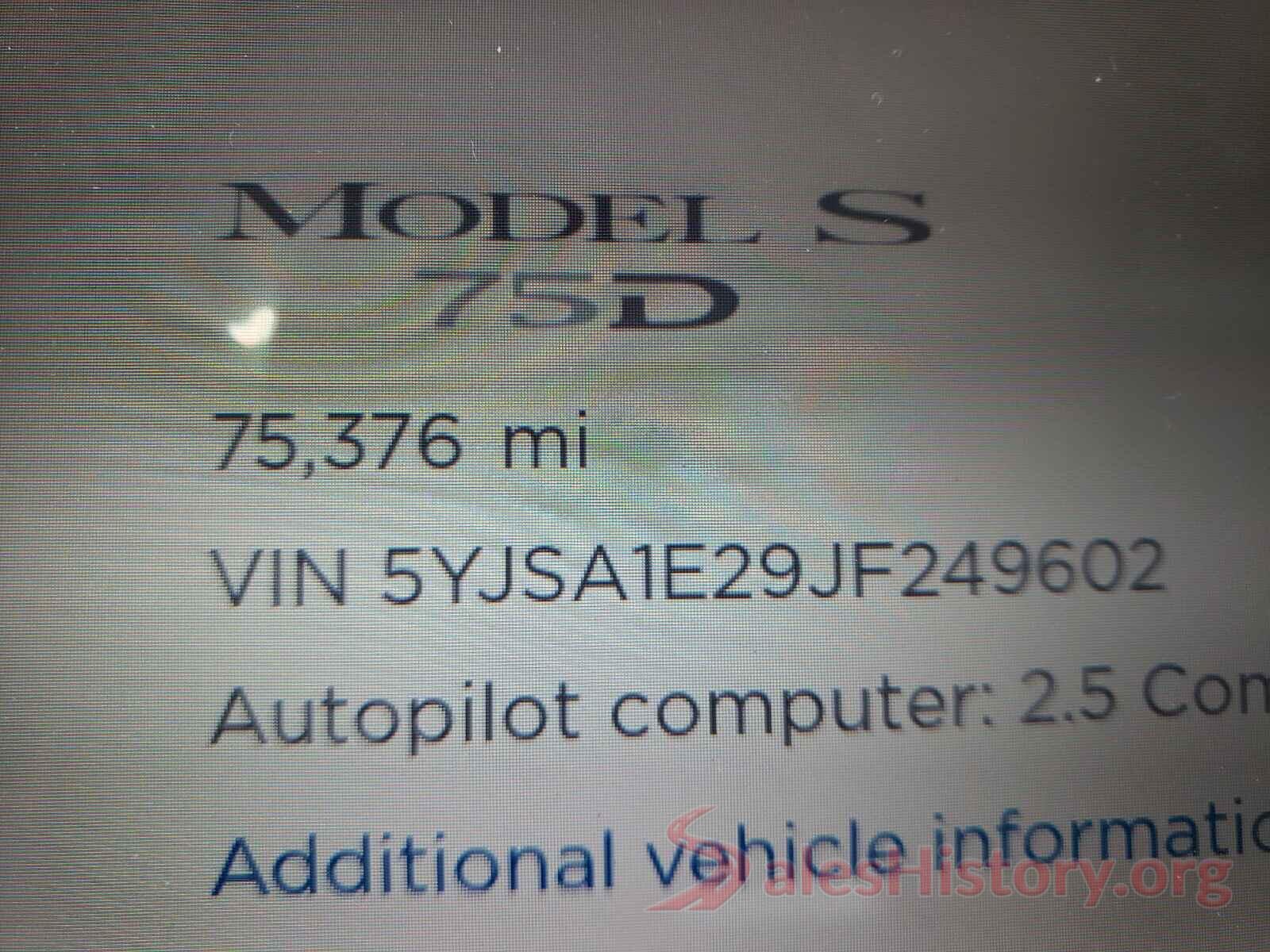 5YJSA1E29JF249602 2018 TESLA MODEL S