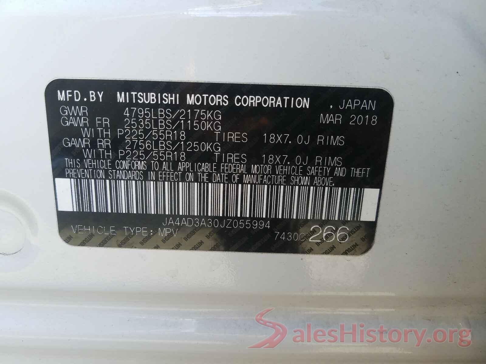 JA4AD3A30JZ055994 2018 MITSUBISHI OUTLANDER