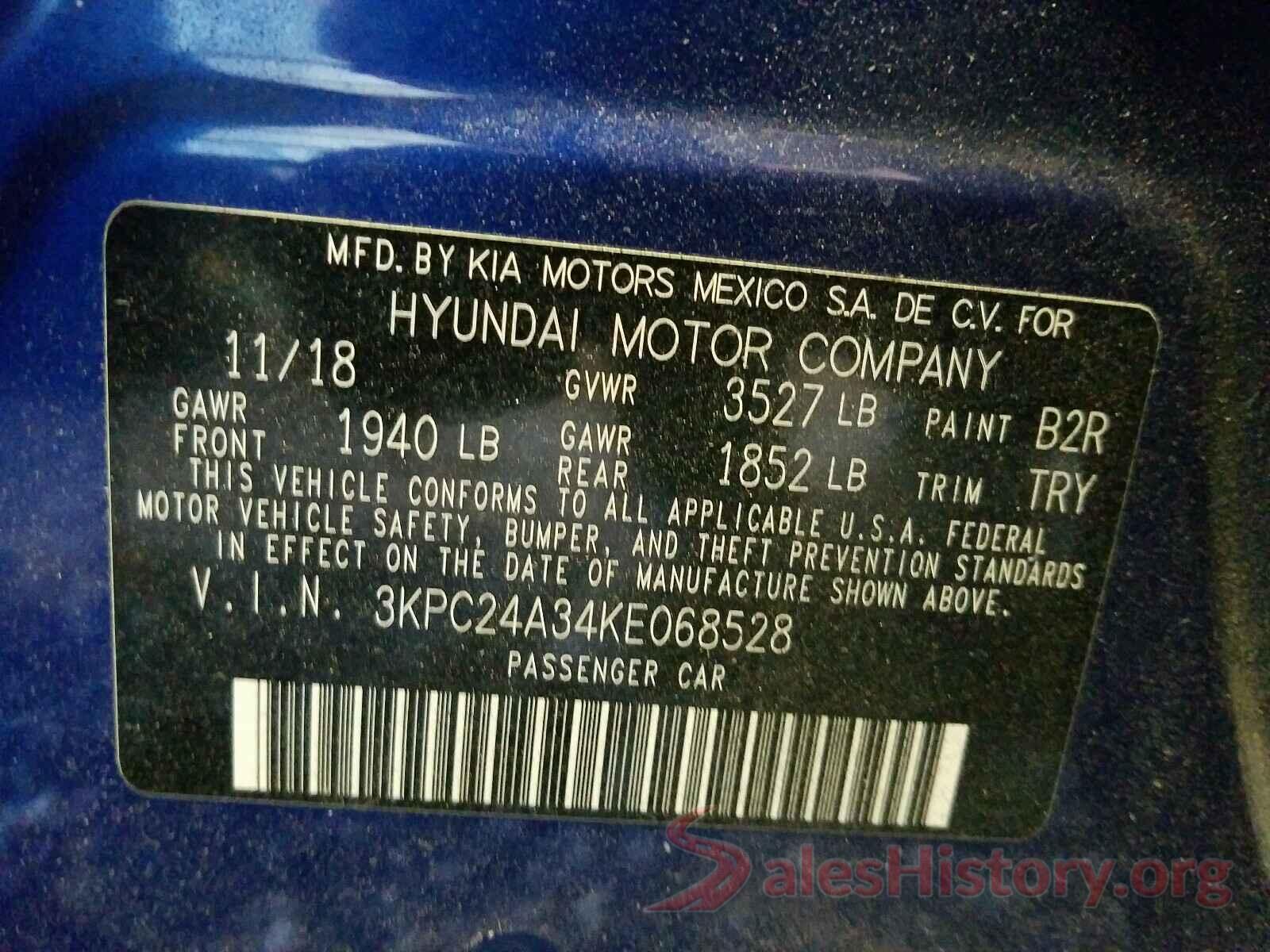 3KPC24A34KE068528 2019 HYUNDAI ACCENT