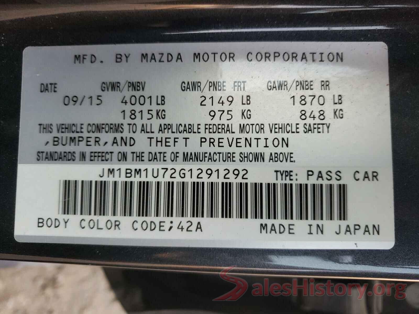 JM1BM1U72G1291292 2016 MAZDA 3