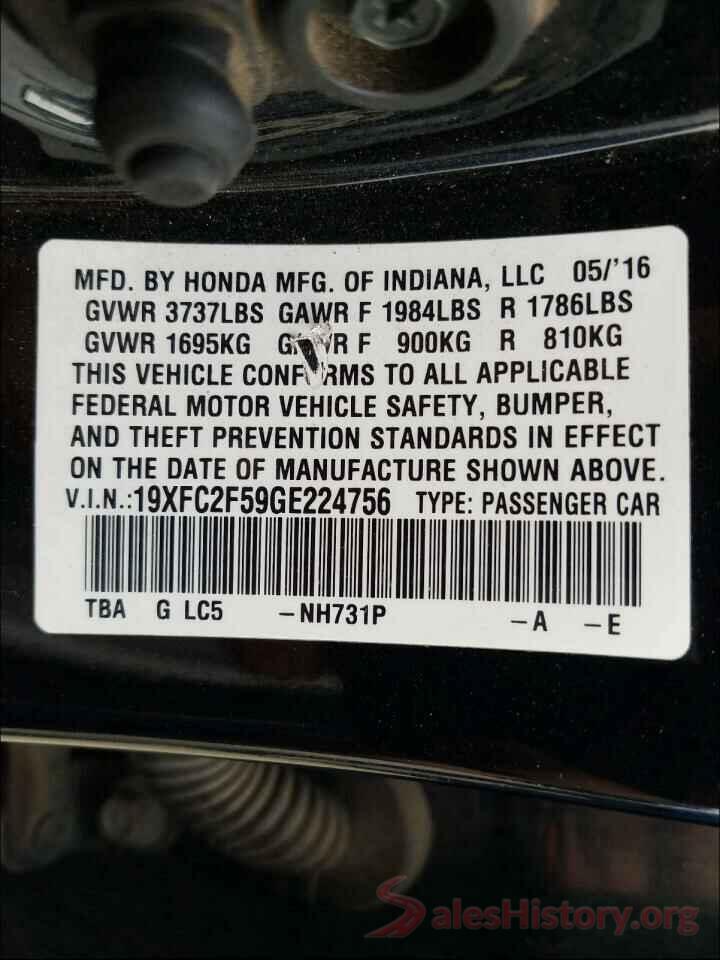 19XFC2F59GE224756 2016 HONDA CIVIC