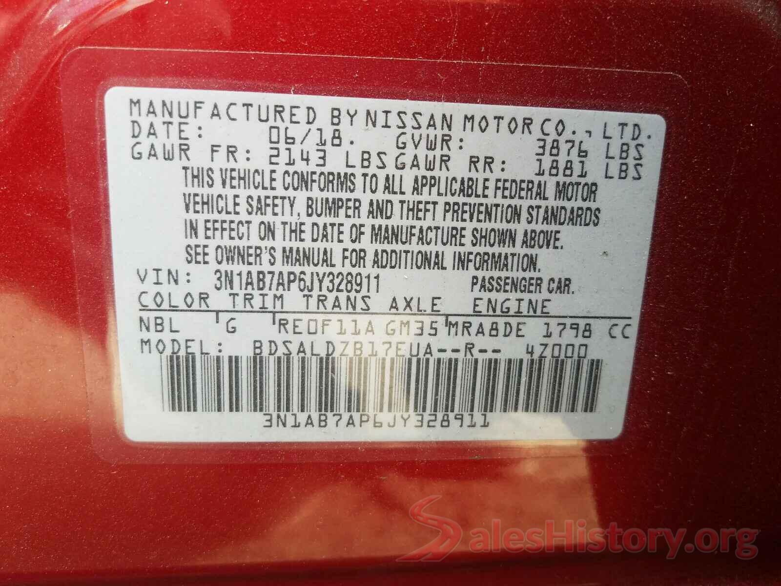 3N1AB7AP6JY328911 2018 NISSAN SENTRA