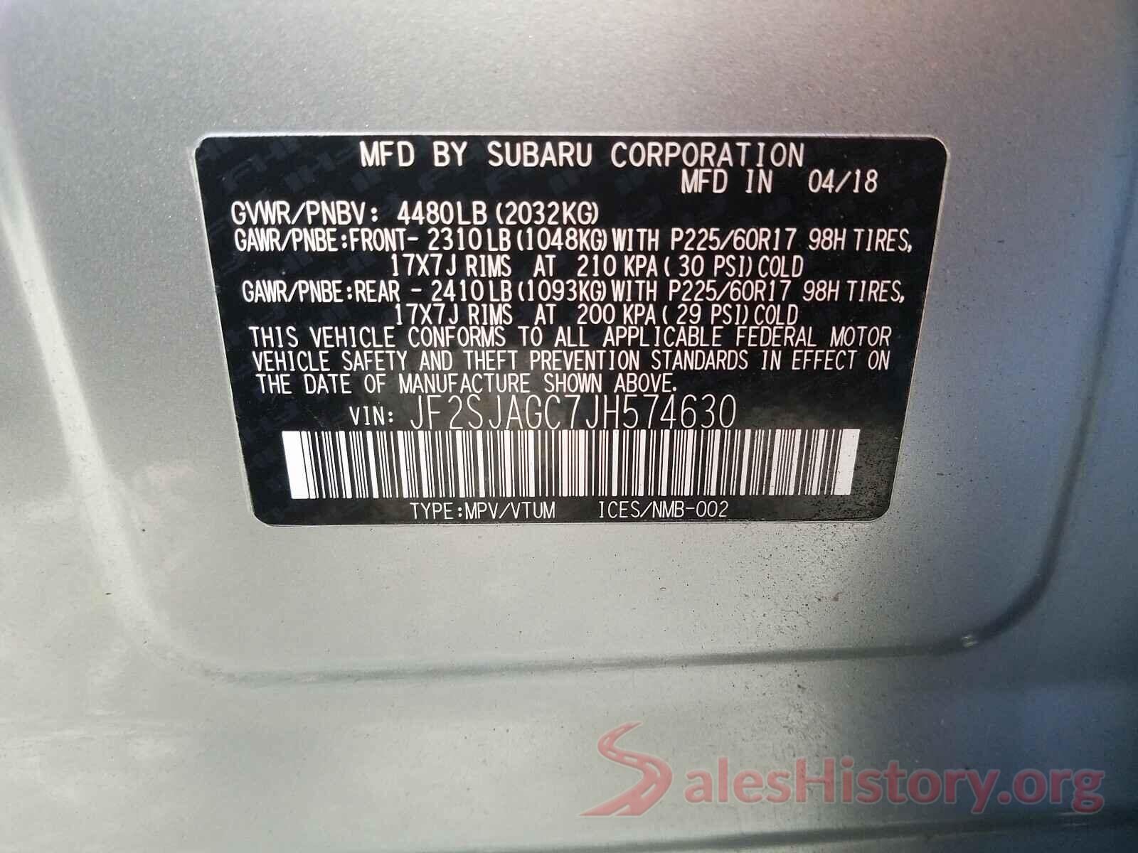 JF2SJAGC7JH574630 2018 SUBARU FORESTER