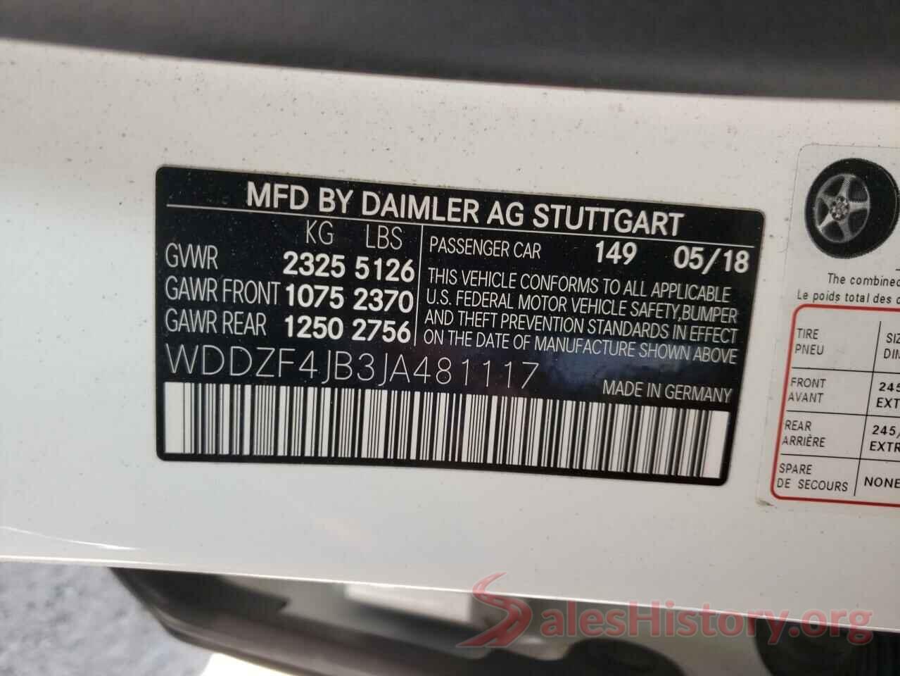 WDDZF4JB3JA481117 2018 MERCEDES-BENZ E-CLASS