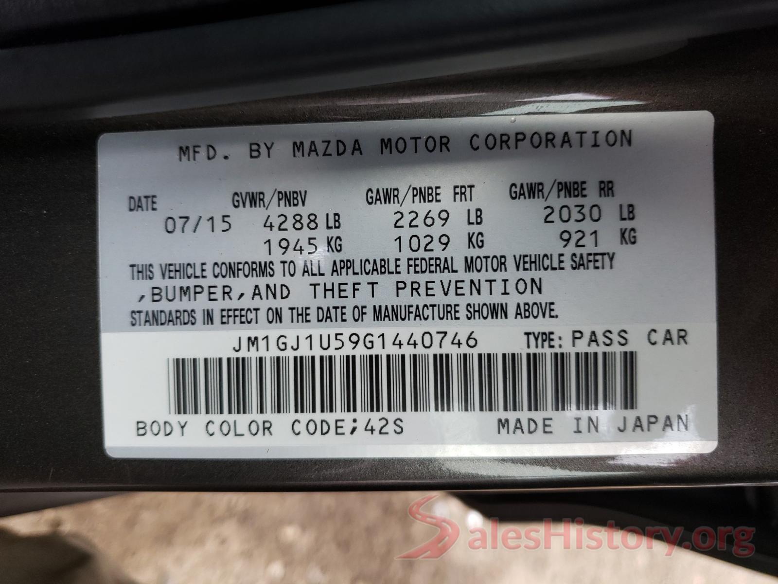 JM1GJ1U59G1440746 2016 MAZDA 6