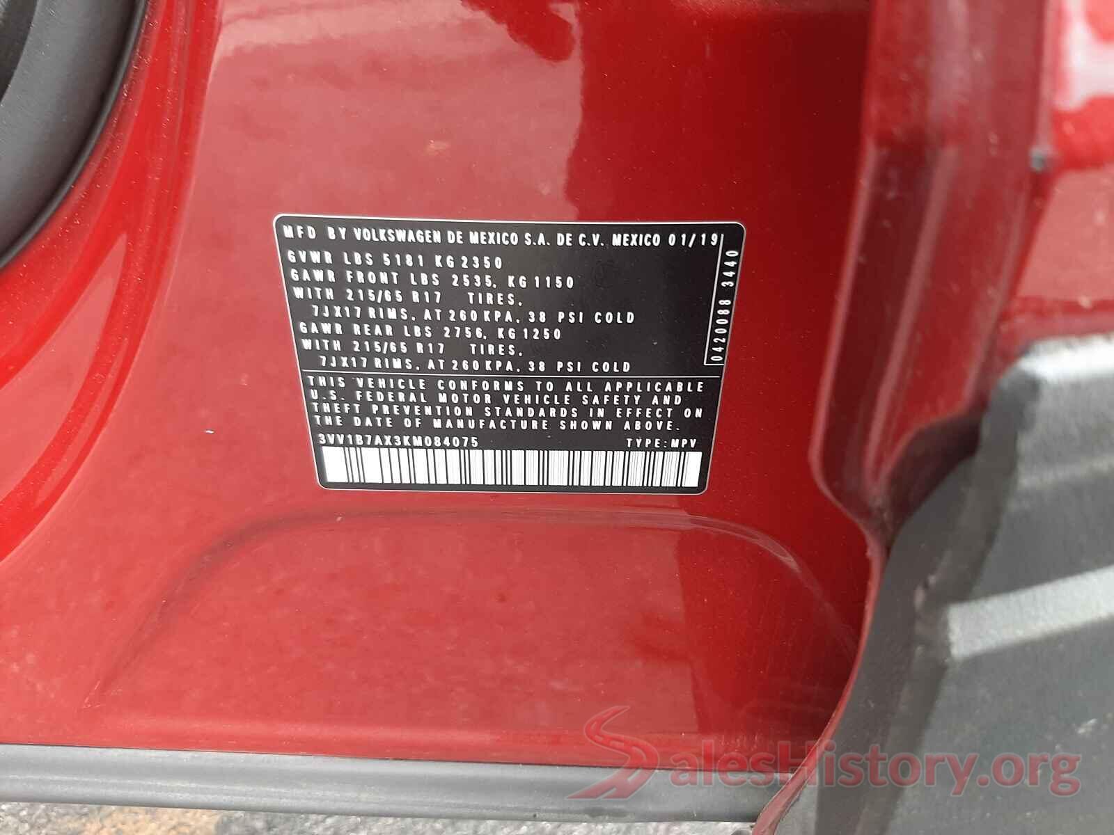 3VV1B7AX3KM084075 2019 VOLKSWAGEN TIGUAN