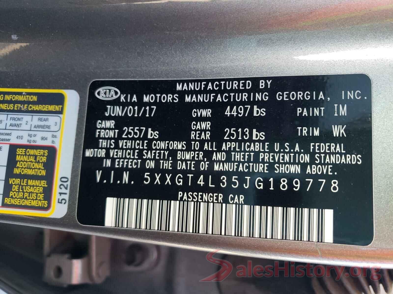 5XXGT4L35JG189778 2018 KIA OPTIMA