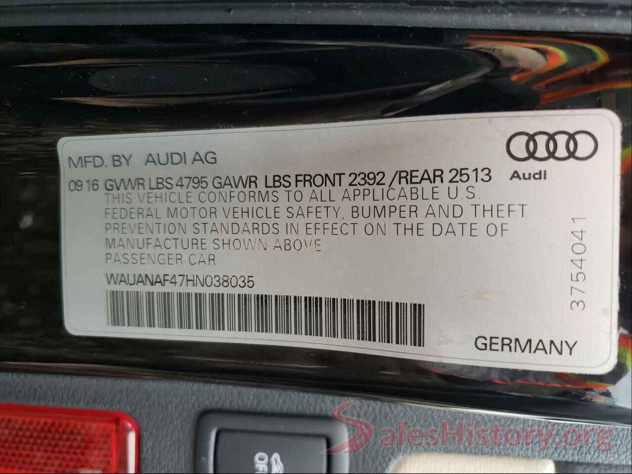 WAUANAF47HN038035 2017 AUDI A4