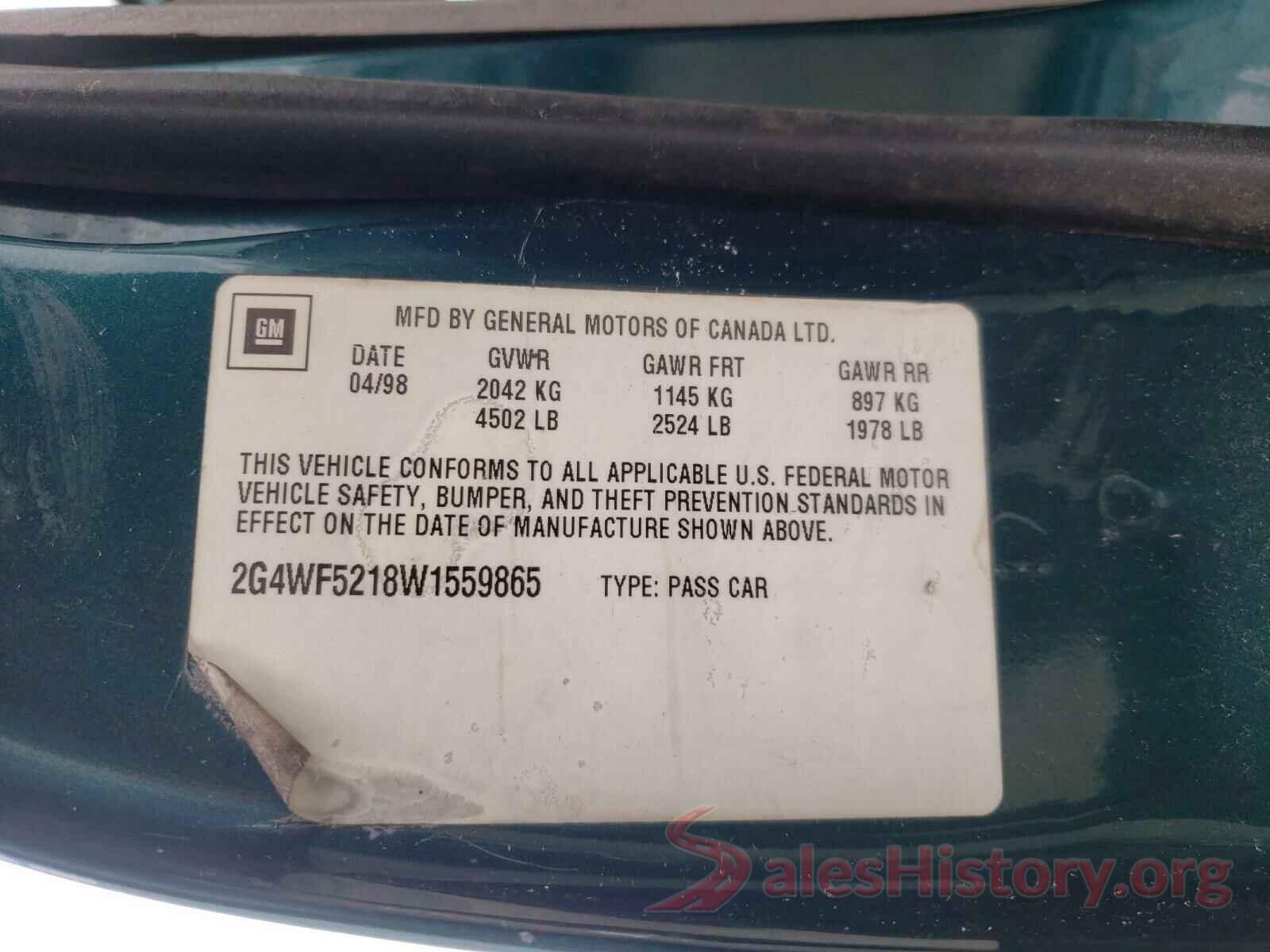 2G4WF5218W1559865 1998 BUICK REGAL