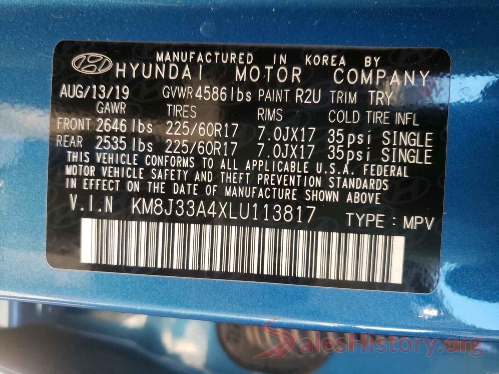 KM8J33A4XLU113817 2020 HYUNDAI TUCSON