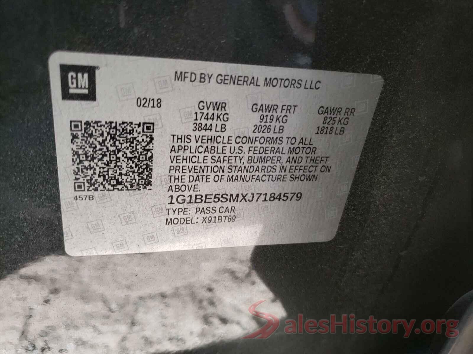 1G1BE5SMXJ7184579 2018 CHEVROLET CRUZE