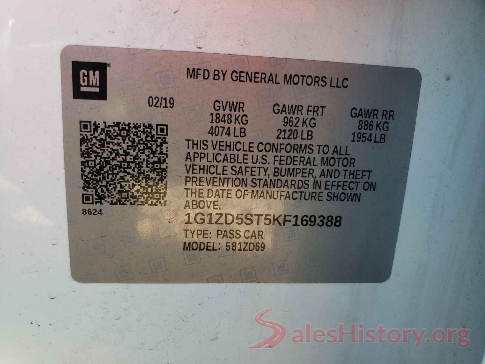 1G1ZD5ST5KF169388 2019 CHEVROLET MALIBU