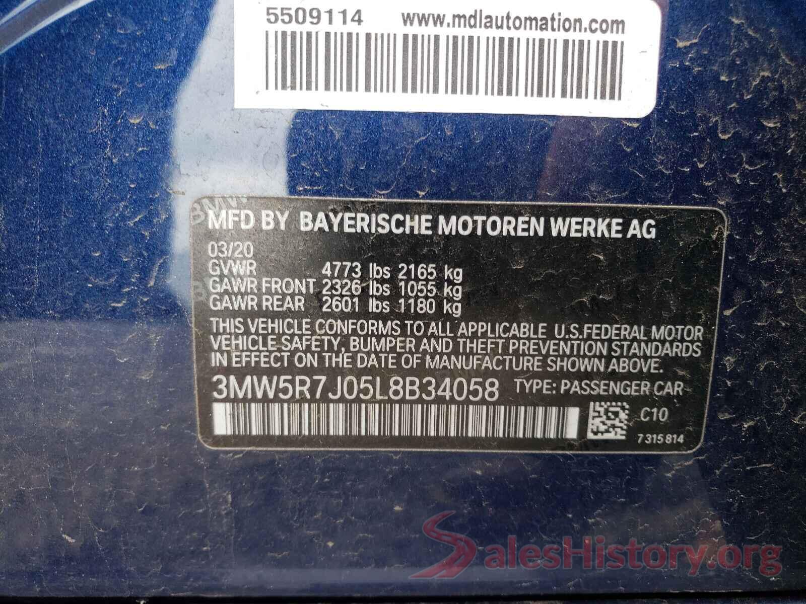 3MW5R7J05L8B34058 2020 BMW 3 SERIES