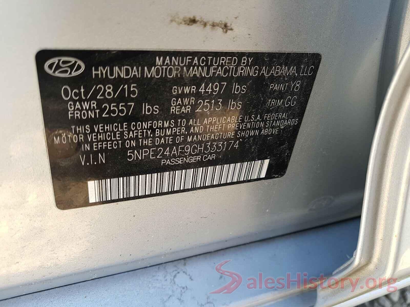 5NPE24AF9GH333174 2016 HYUNDAI SONATA