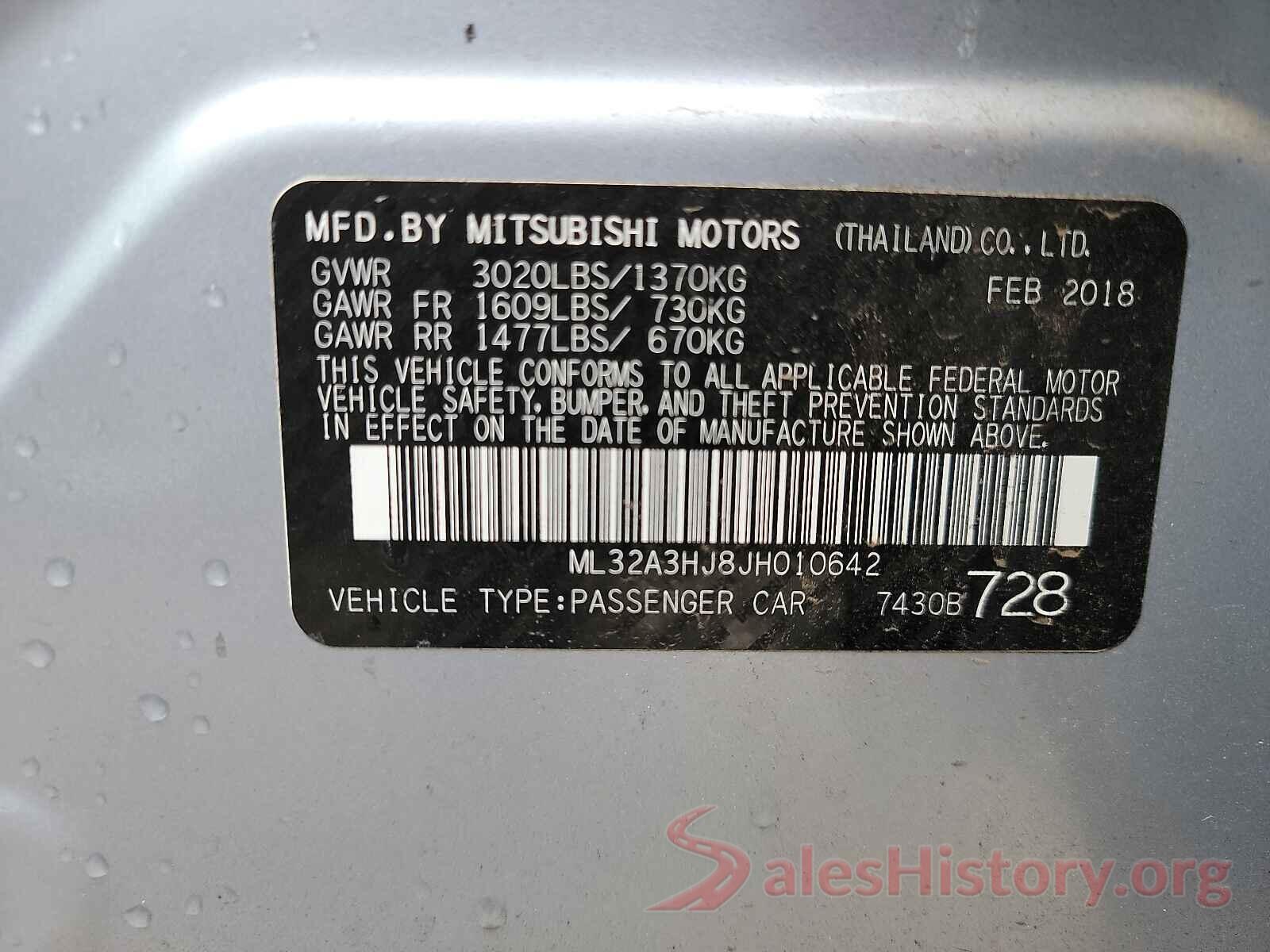 ML32A3HJ8JH010642 2018 MITSUBISHI MIRAGE