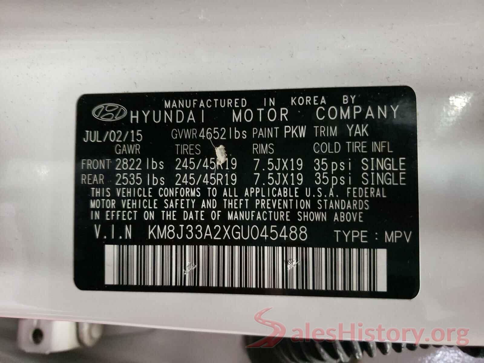 KM8J33A2XGU045488 2016 HYUNDAI TUCSON