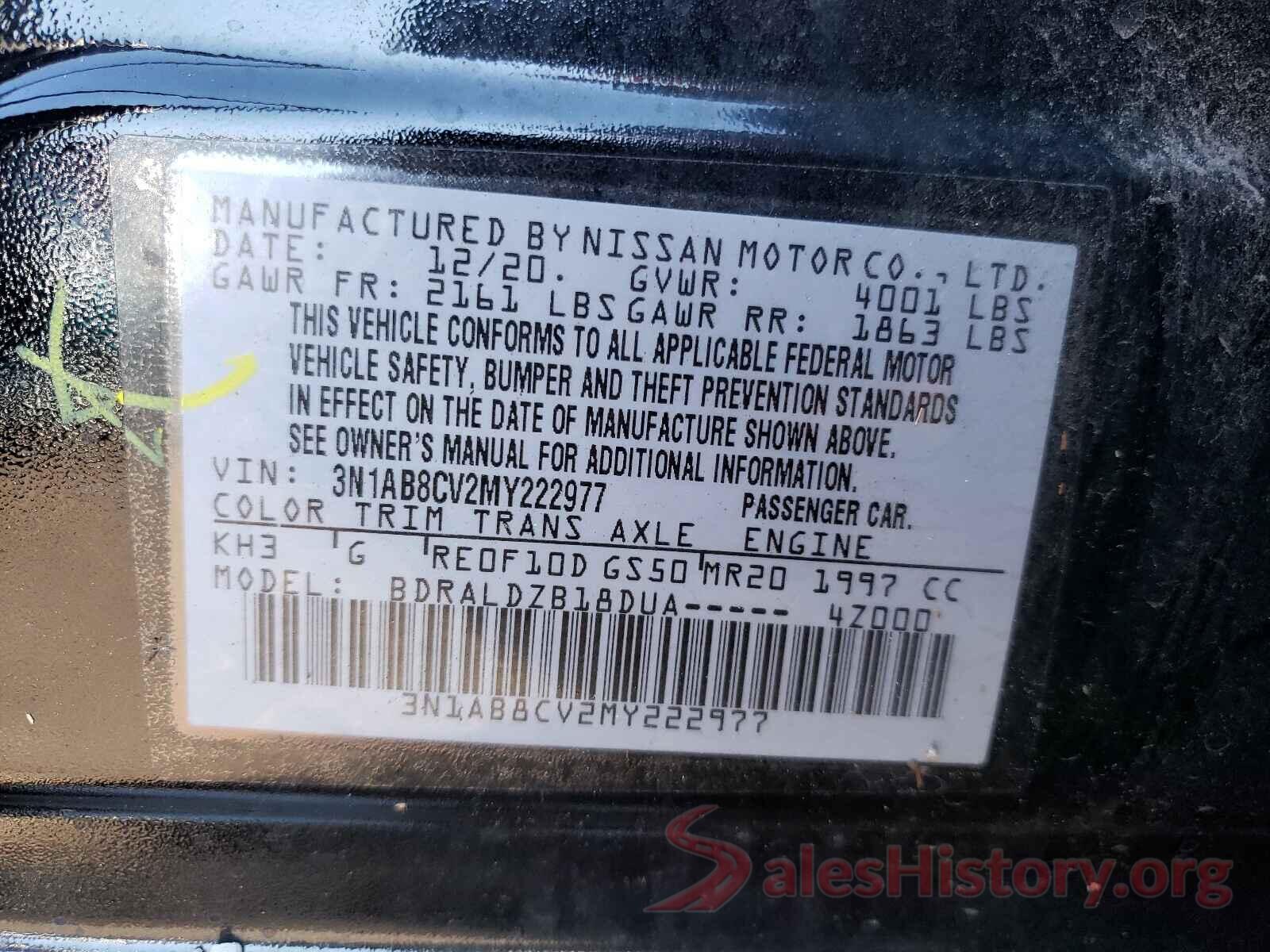 3N1AB8CV2MY222977 2021 NISSAN SENTRA