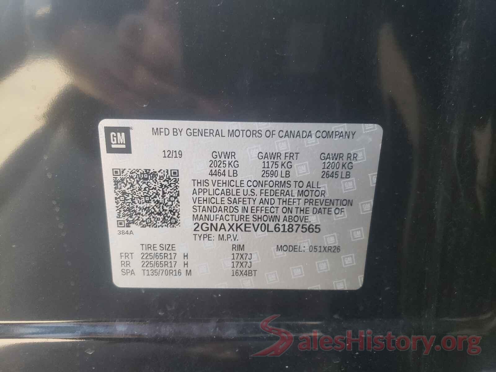 2GNAXKEV0L6187565 2020 CHEVROLET EQUINOX