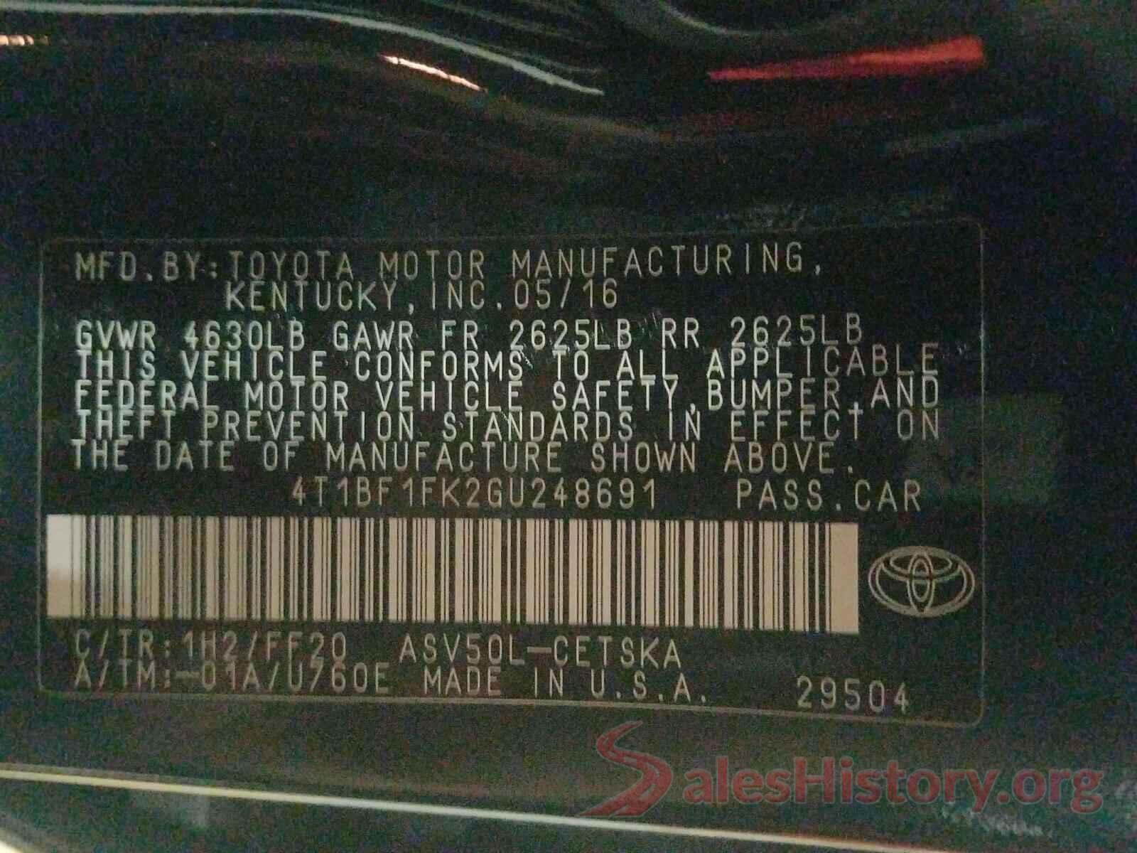 4T1BF1FK2GU248691 2016 TOYOTA CAMRY