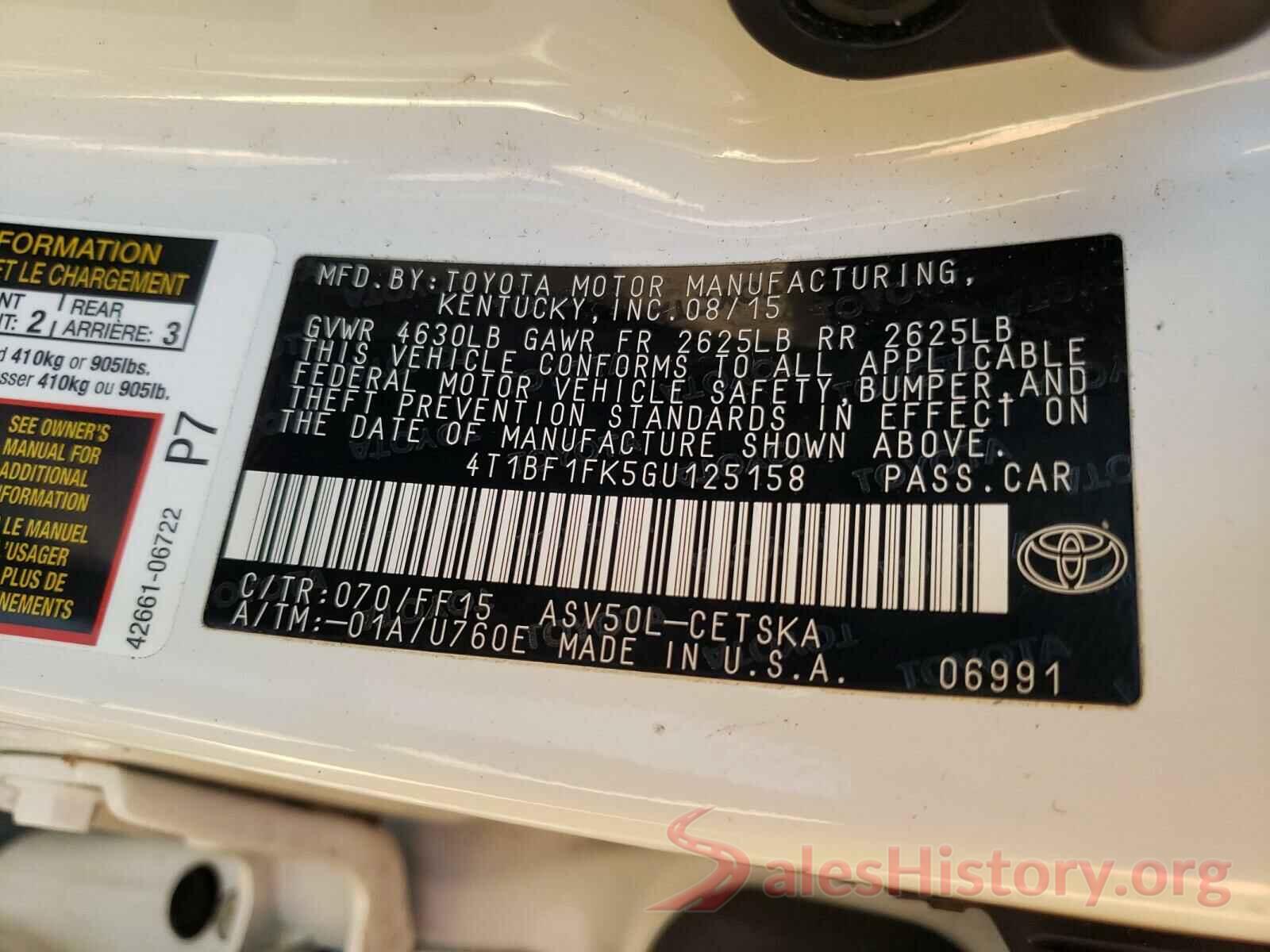 4T1BF1FK5GU125158 2016 TOYOTA CAMRY