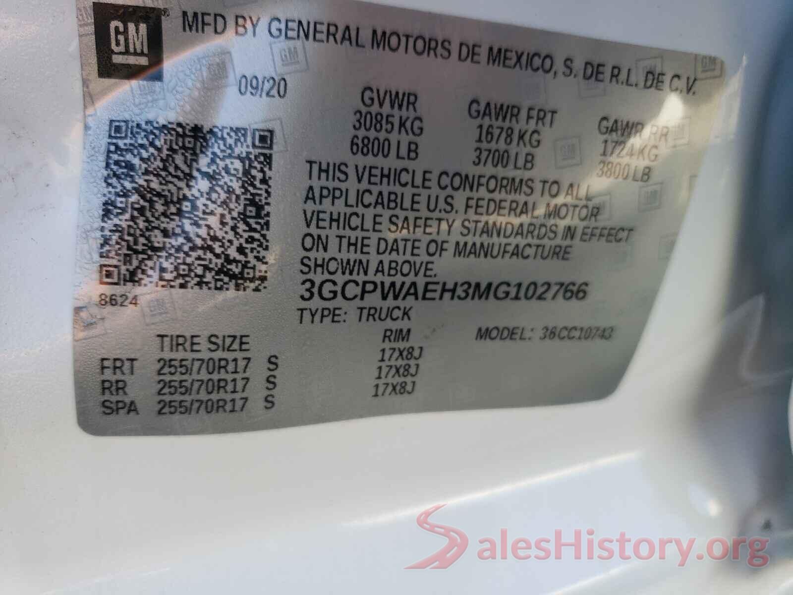 3GC0WAEH3MG102766 2021 CHEVROLET SILVERADO