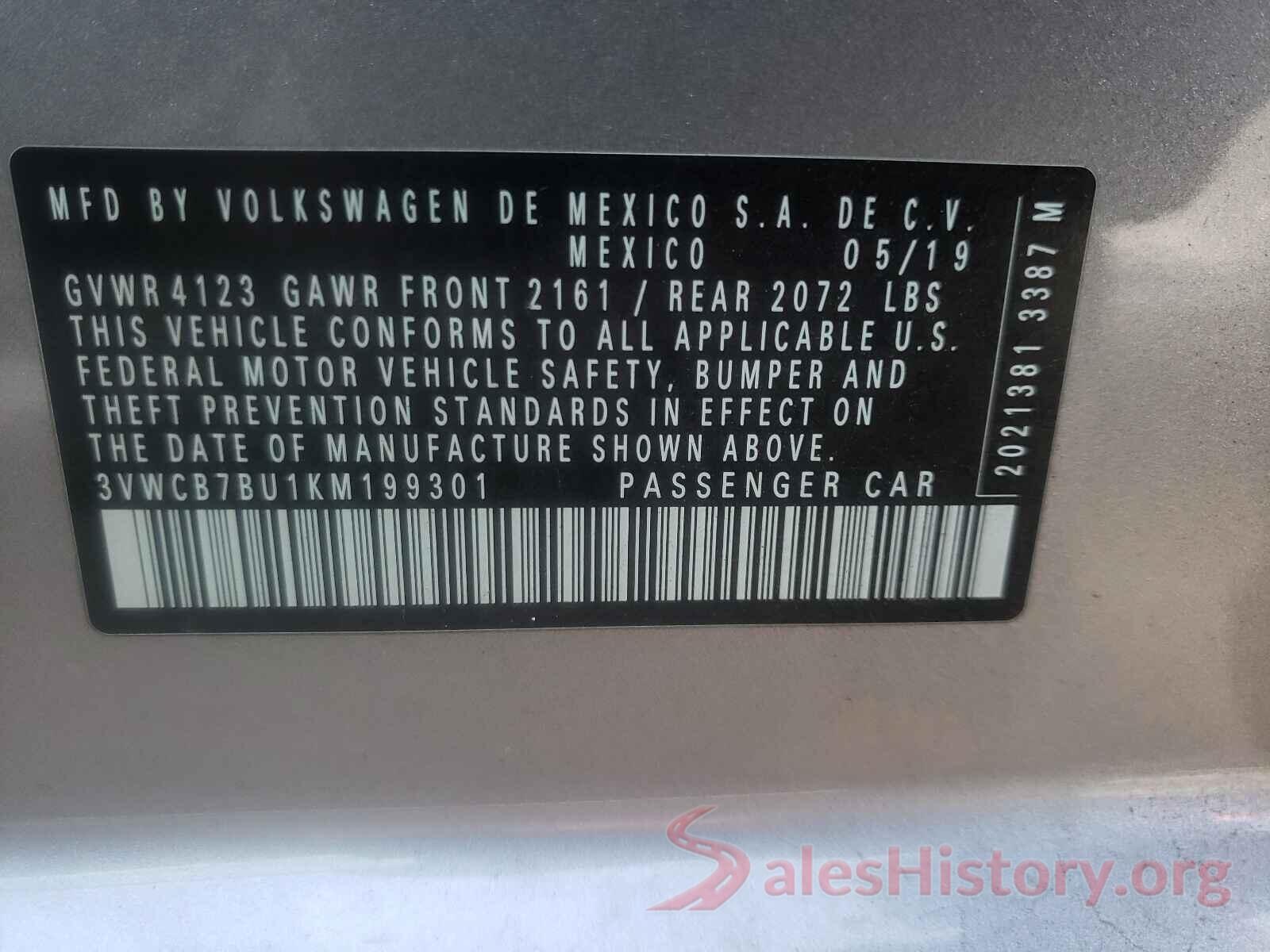 3VWCB7BU1KM199301 2019 VOLKSWAGEN JETTA