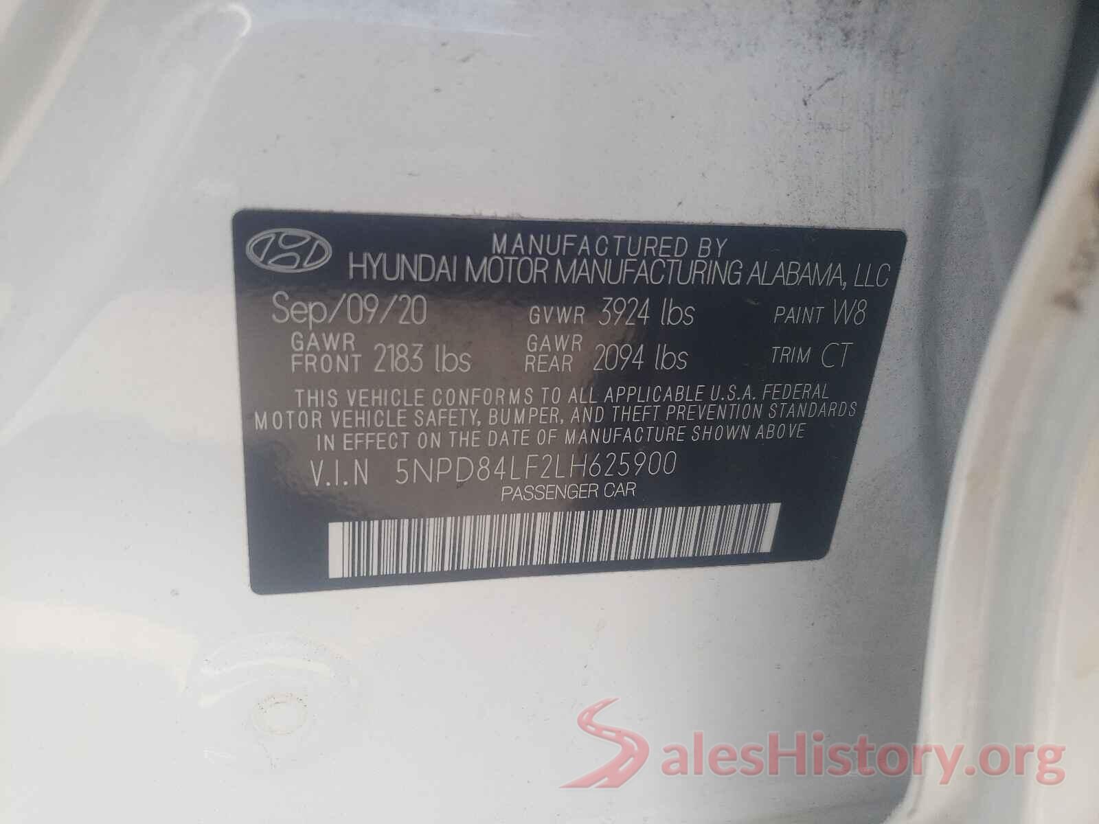 5NPD84LF2LH625900 2020 HYUNDAI ELANTRA