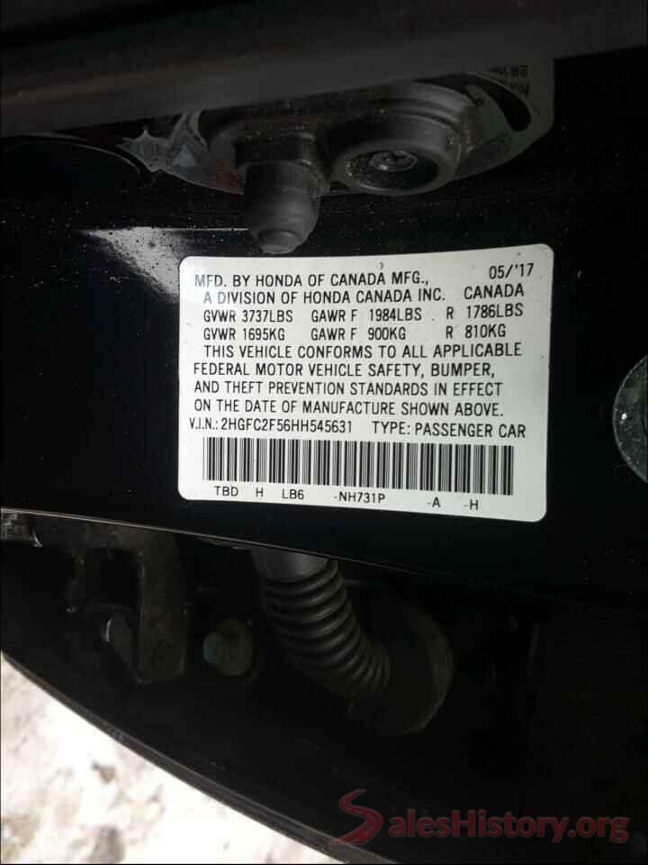 2HGFC2F56HH545631 2017 HONDA CIVIC