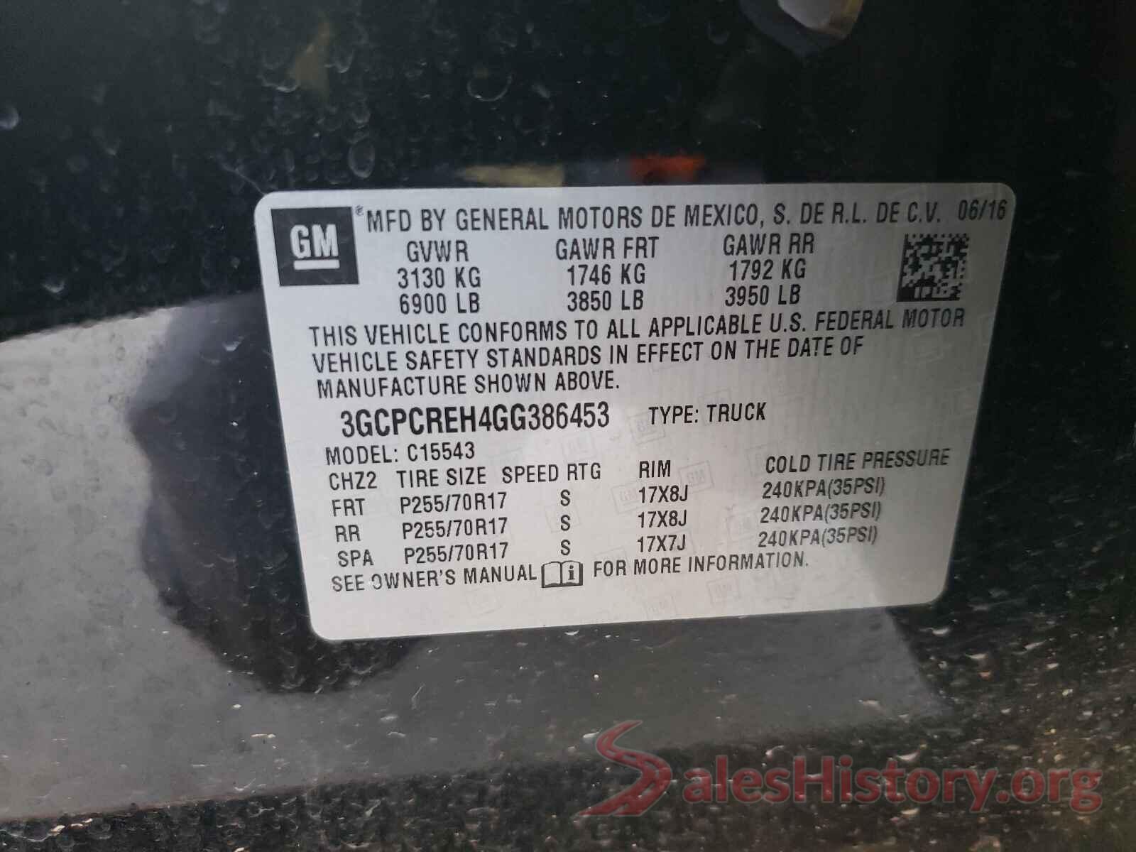 3GCPCREH4GG386453 2016 CHEVROLET SILVERADO