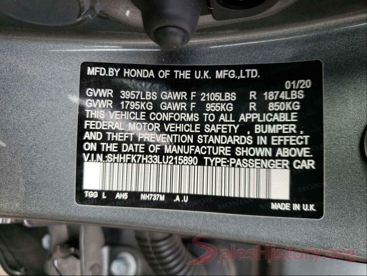 SHHFK7H33LU215890 2020 HONDA CIVIC